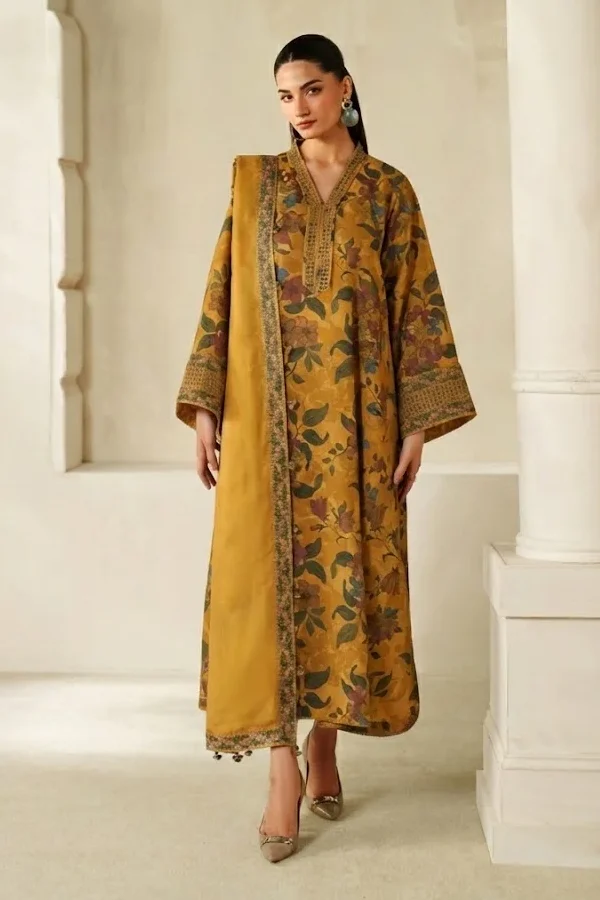 Baroque Mustard Luxury Printed Lawn Collection Replica