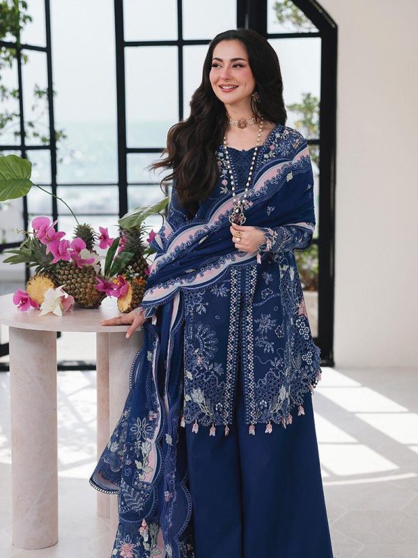 Qalamkar Royal Blue Luxury Lawn Collection Replica