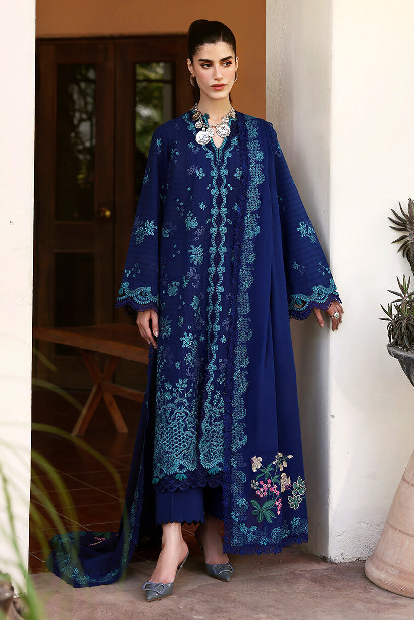Republic Peacock Blue Luxury Lawn Collection Replica