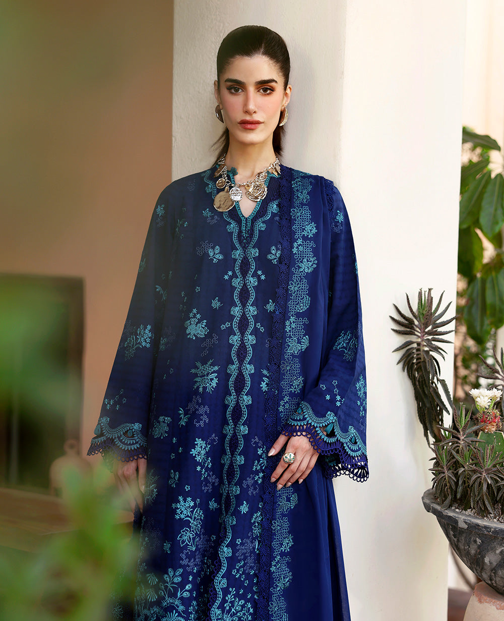 Alternative view of Republic Peacock Blue Luxury Lawn Collection Replica
