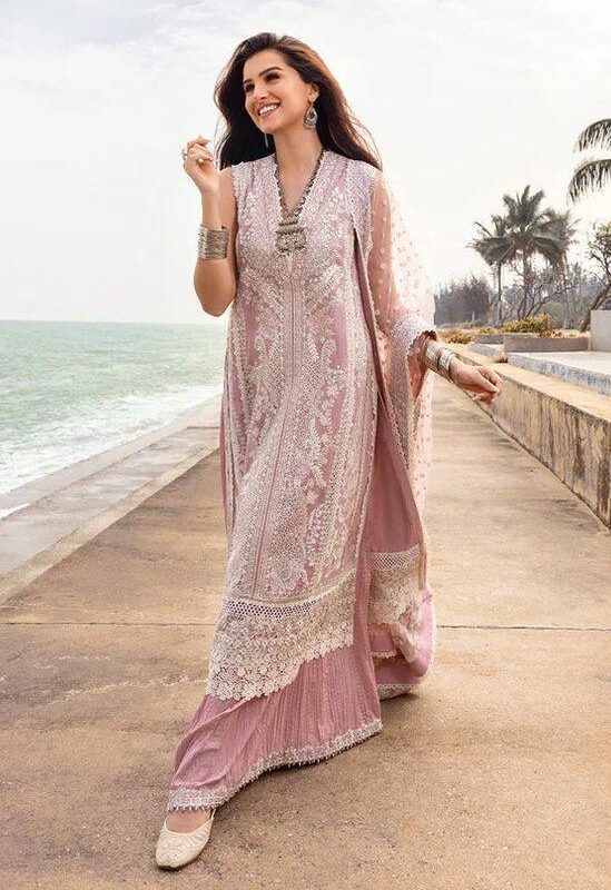 Faiza Saqlain Pink Luxury Lawn Collection Replica