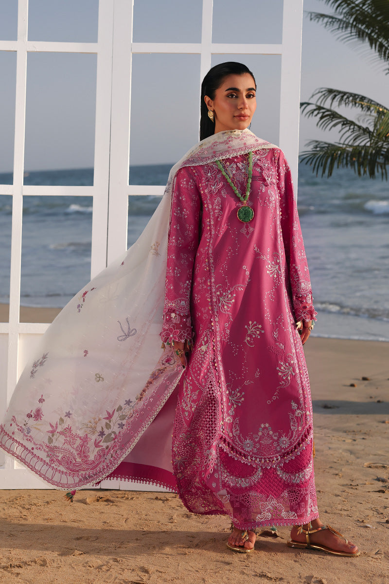 Alternative view of Qalamkar Pink Luxury Lawn Collection Replica