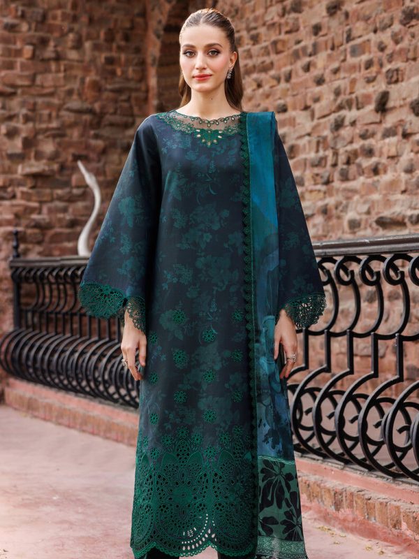 Farasha Dark Green Luxury Printed Lawn Collection Replica