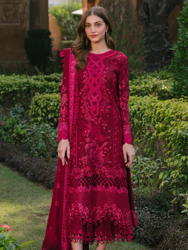 Bin Ilyas Maroon Luxury Lawn Collection Replica