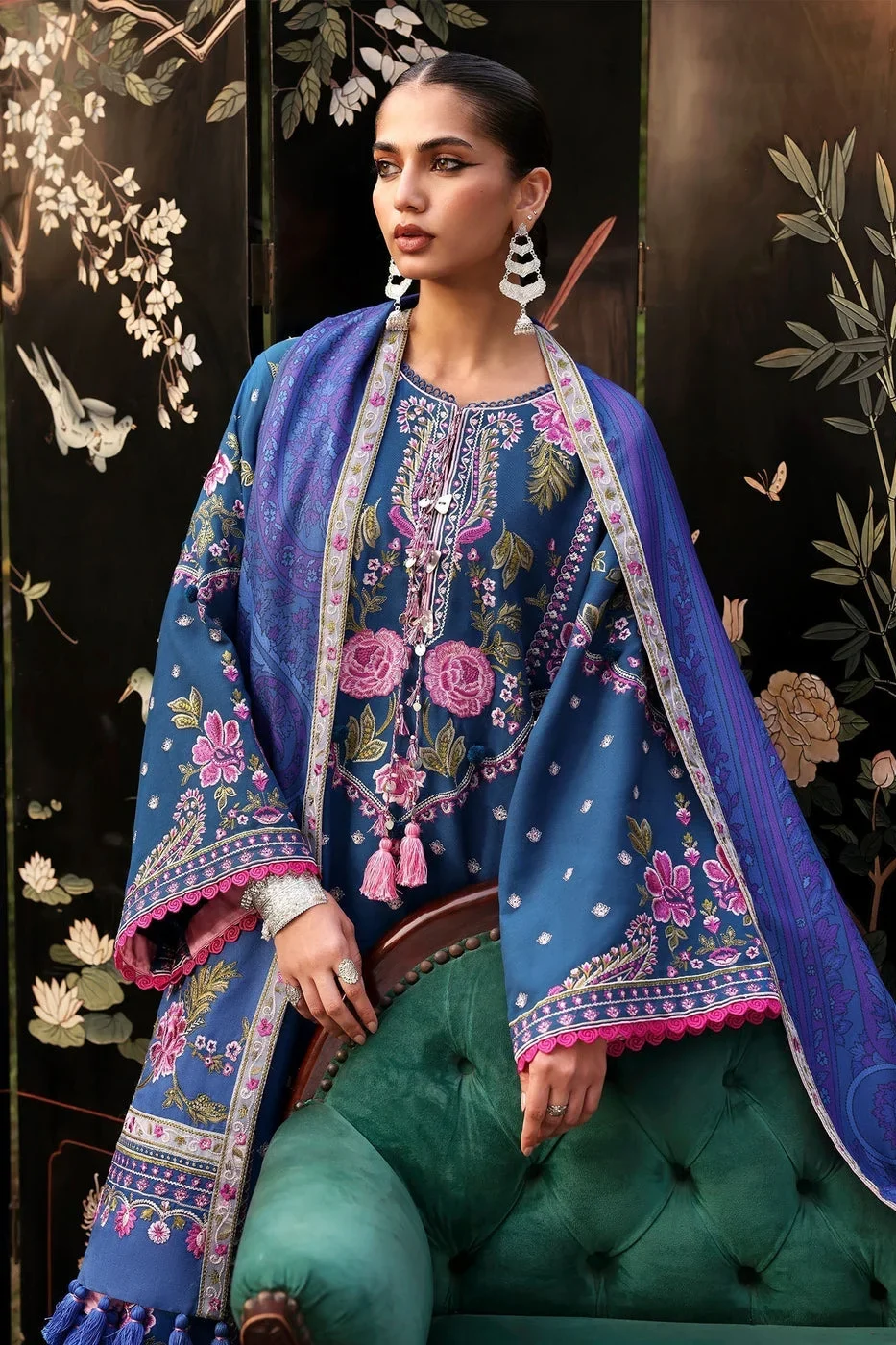 Sadaf Fawad Khan Royal Blue Luxury Lawn Collection Replica