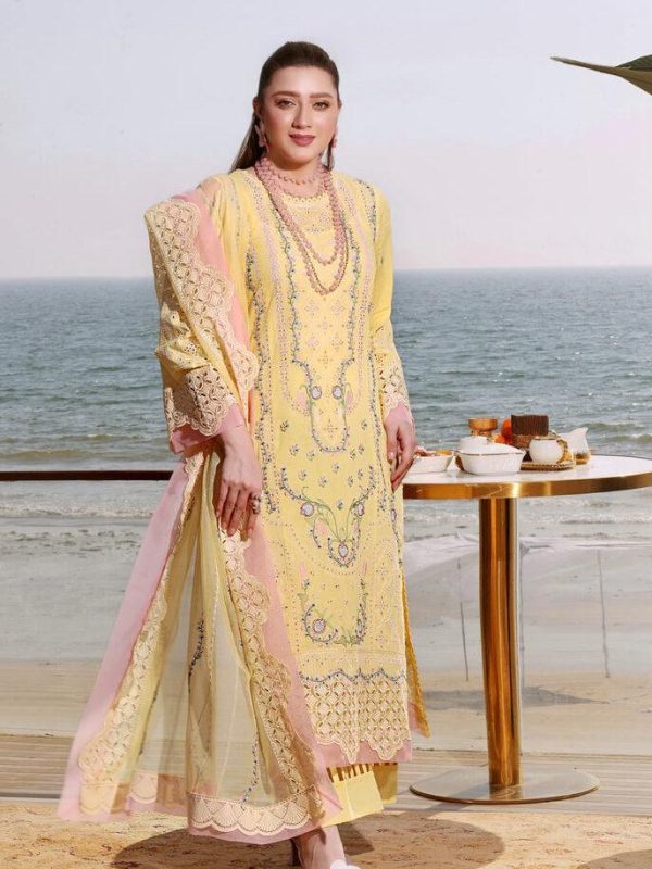 Aneela's Yellow Luxury Lawn Collection Replica