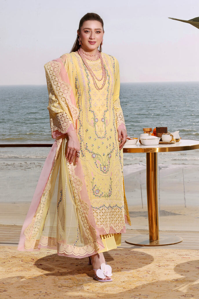 Aneela's Yellow Luxury Lawn Collection Replica