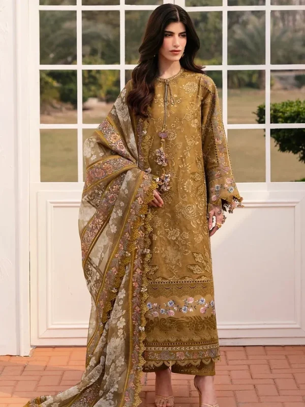 Baroque Mustard Luxury Lawn Collection Replica