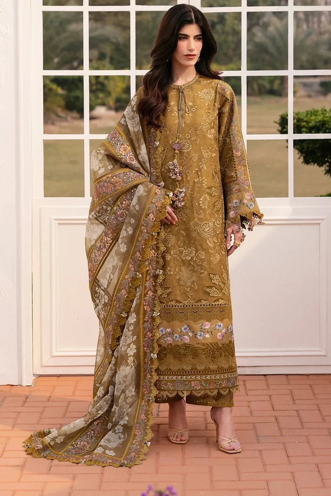 Baroque Mustard Luxury Lawn Collection Replica