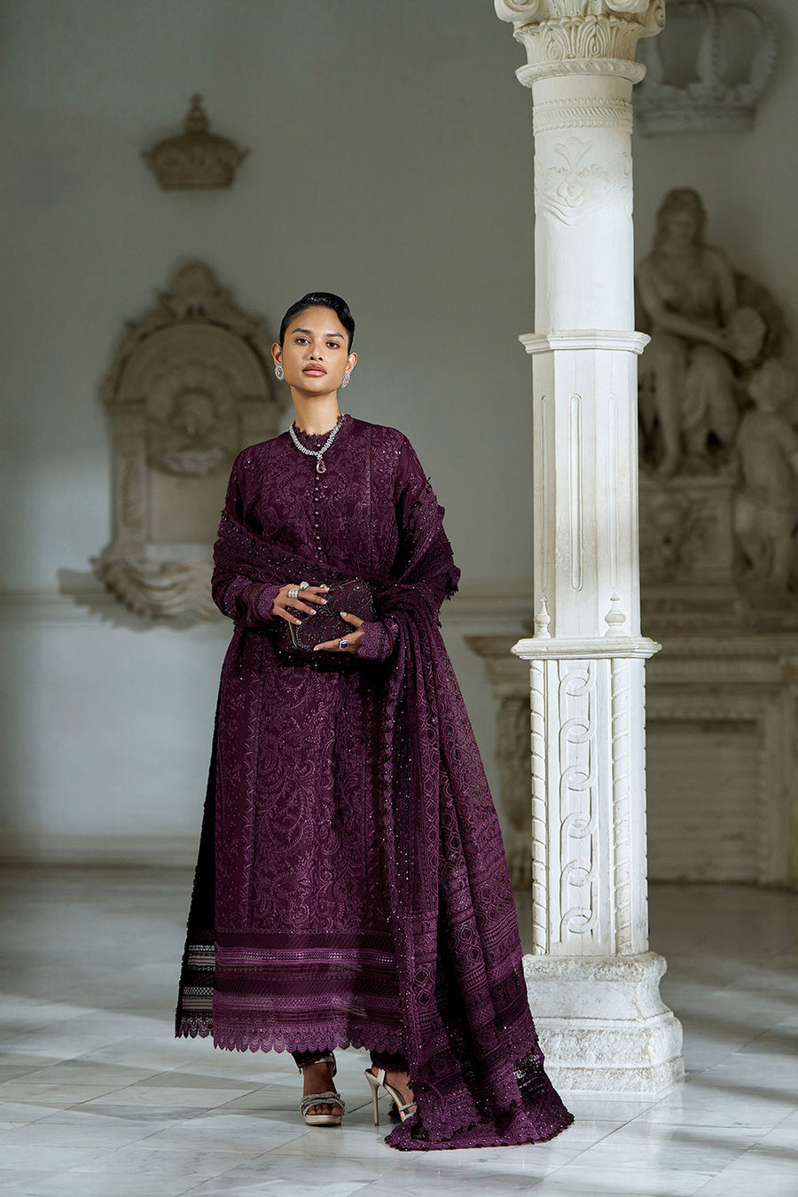 Alternative view of Sobia Nazir Burgundy Luxury Lawn Collection Replica