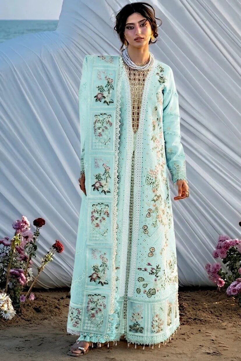 Mahnur Seagreen Luxury Lawn Collection Replica