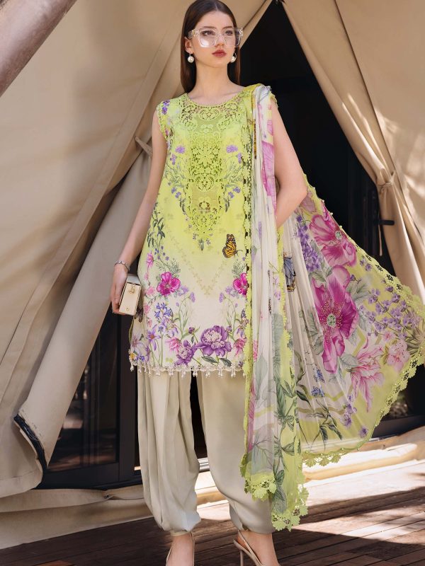 Maria B Parrot Green Luxury Printed Lawn Collection Replica