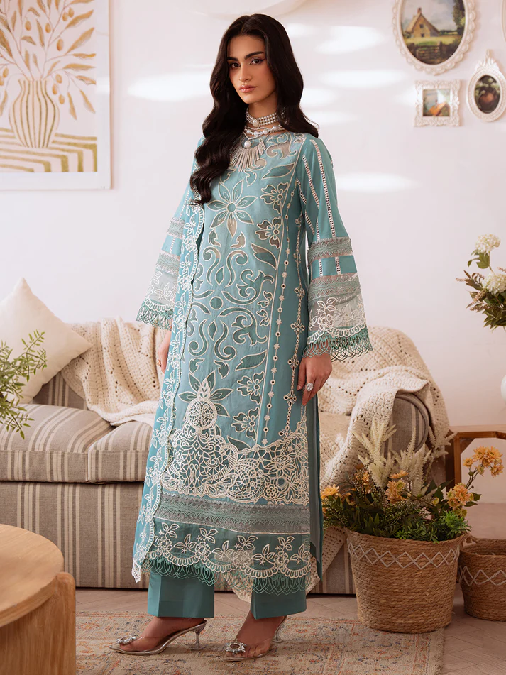 Mahnur Blue Luxury Lawn Collection Replica