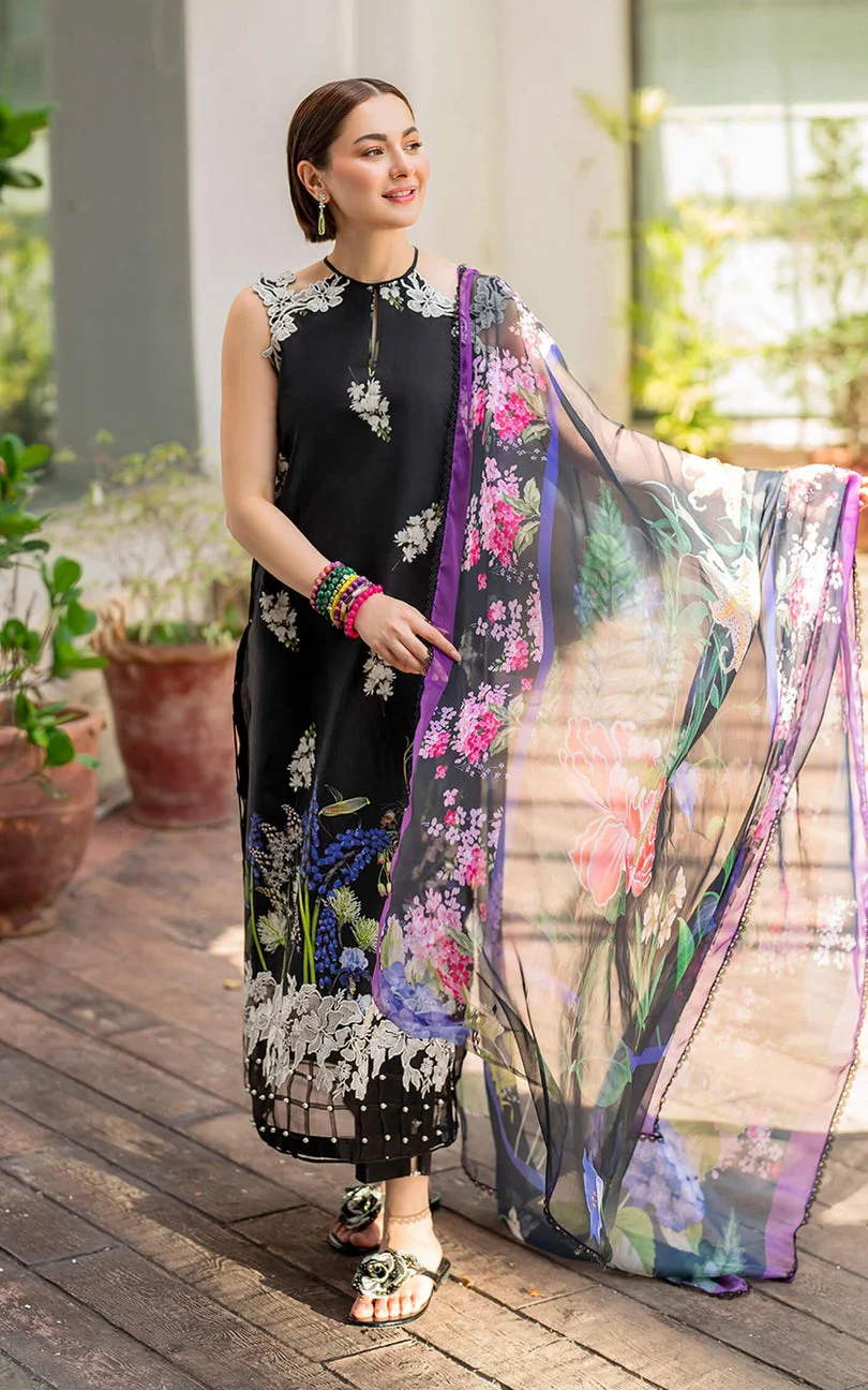 Alternative view of Asifa Nabeel Black Luxury Printed Lawn Collection Replica