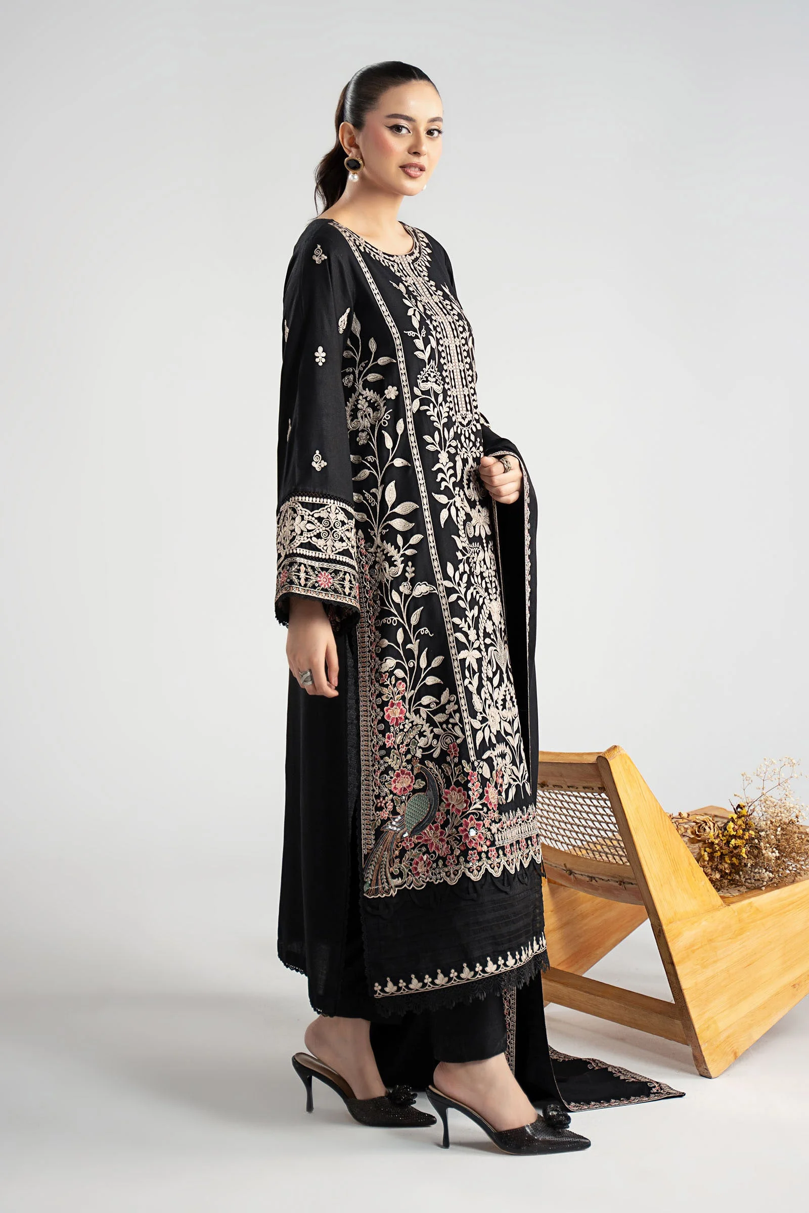 Alternative view of Maria B Jet Black Luxury Lawn Collection Replica