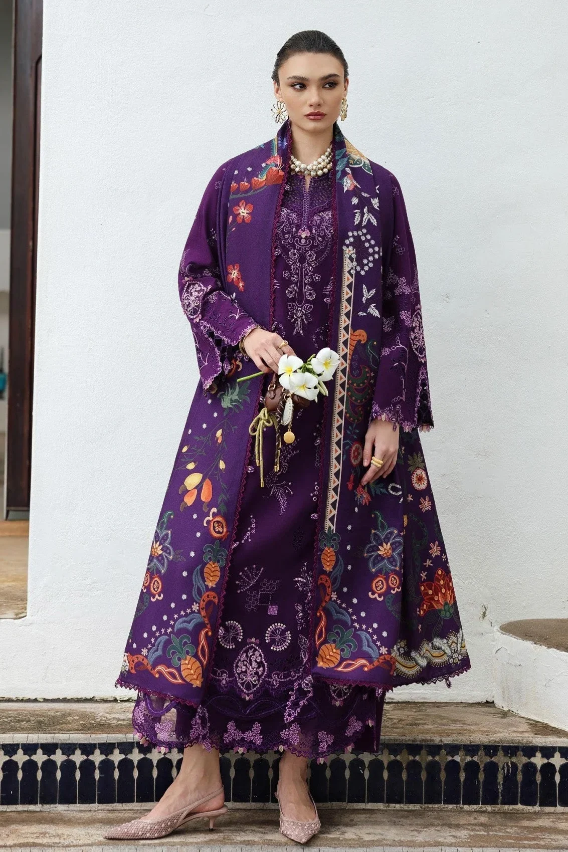 Qalamkar Purple Luxury Lawn Collection Replica