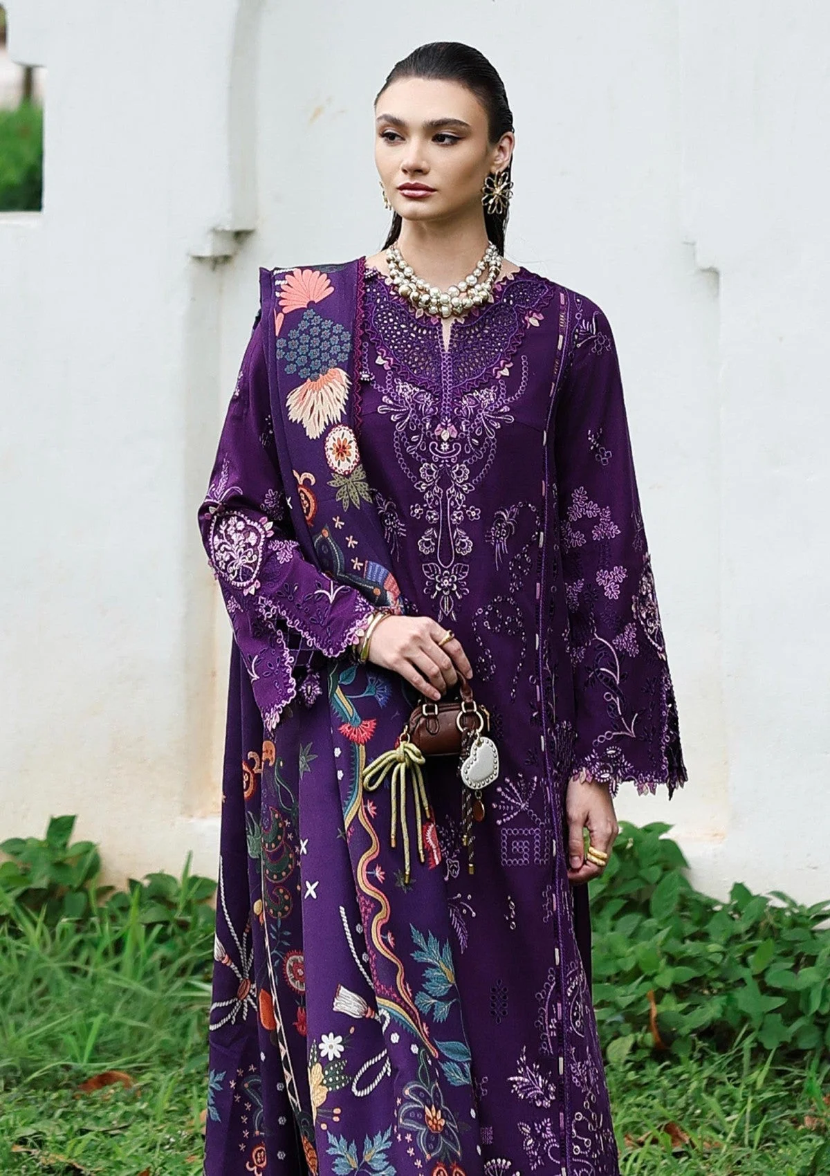 Alternative view of Qalamkar Purple Luxury Lawn Collection Replica