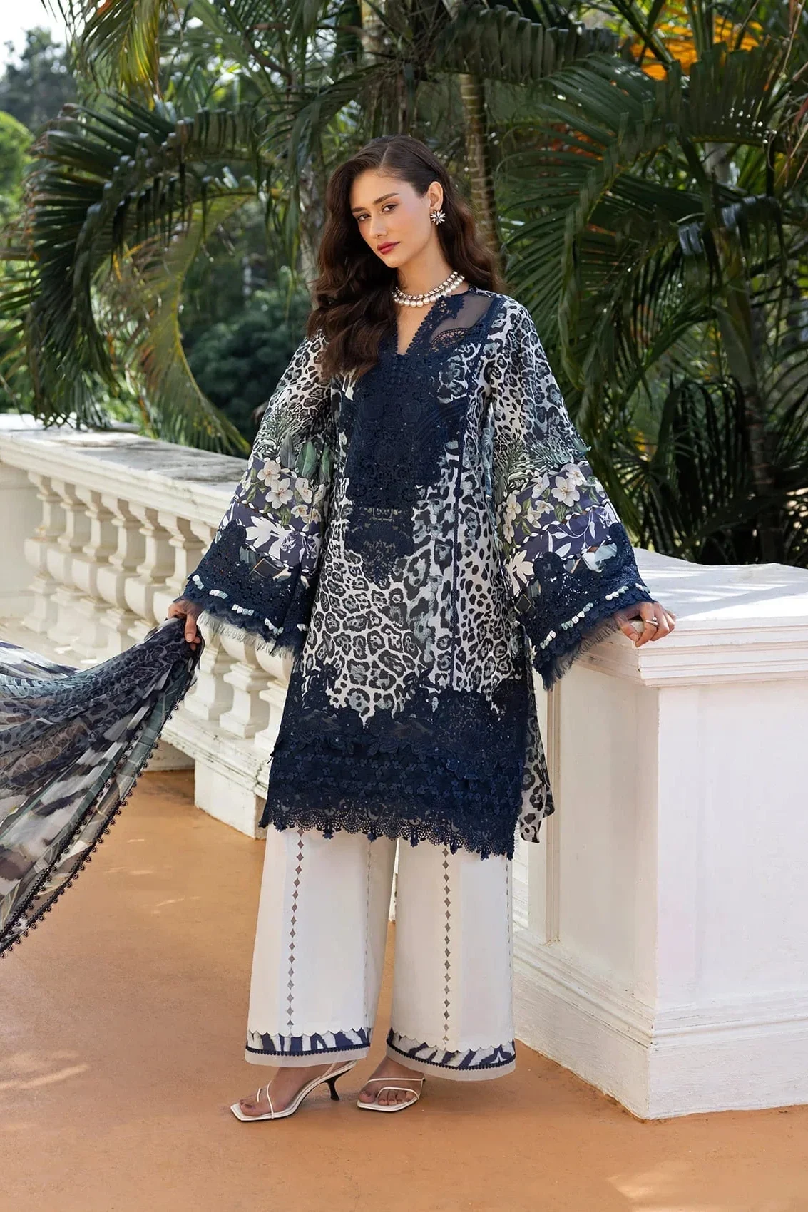 Elaf Blue Luxury Printed Lawn Collection Replica