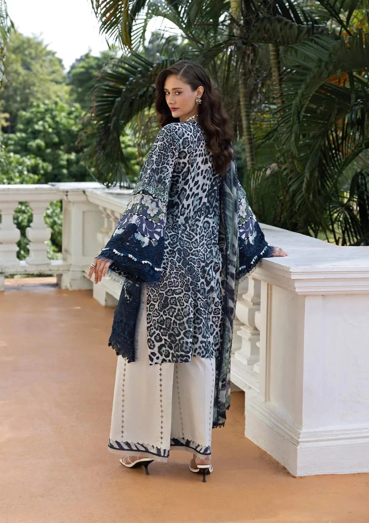 Alternative view of Elaf Blue Luxury Printed Lawn Collection Replica