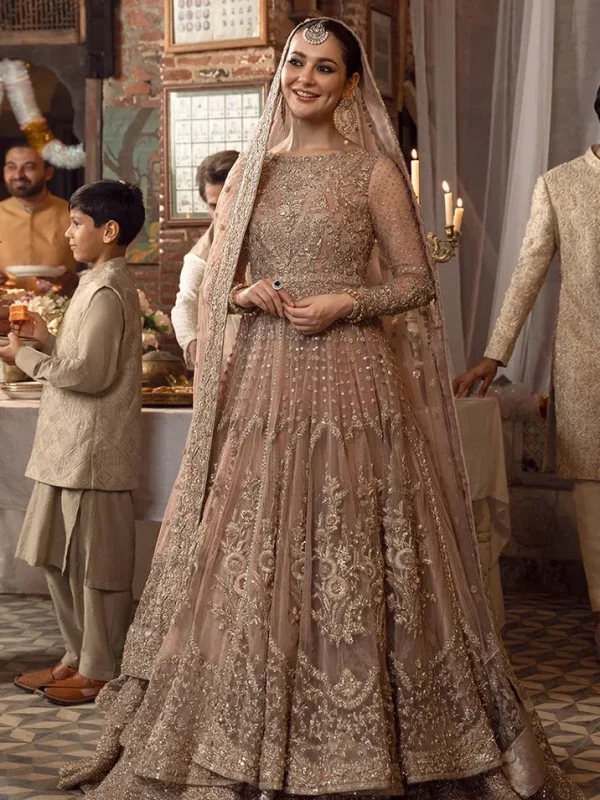 Faiza Saqlain Peach Bridal Collection Organza Maxi Replica