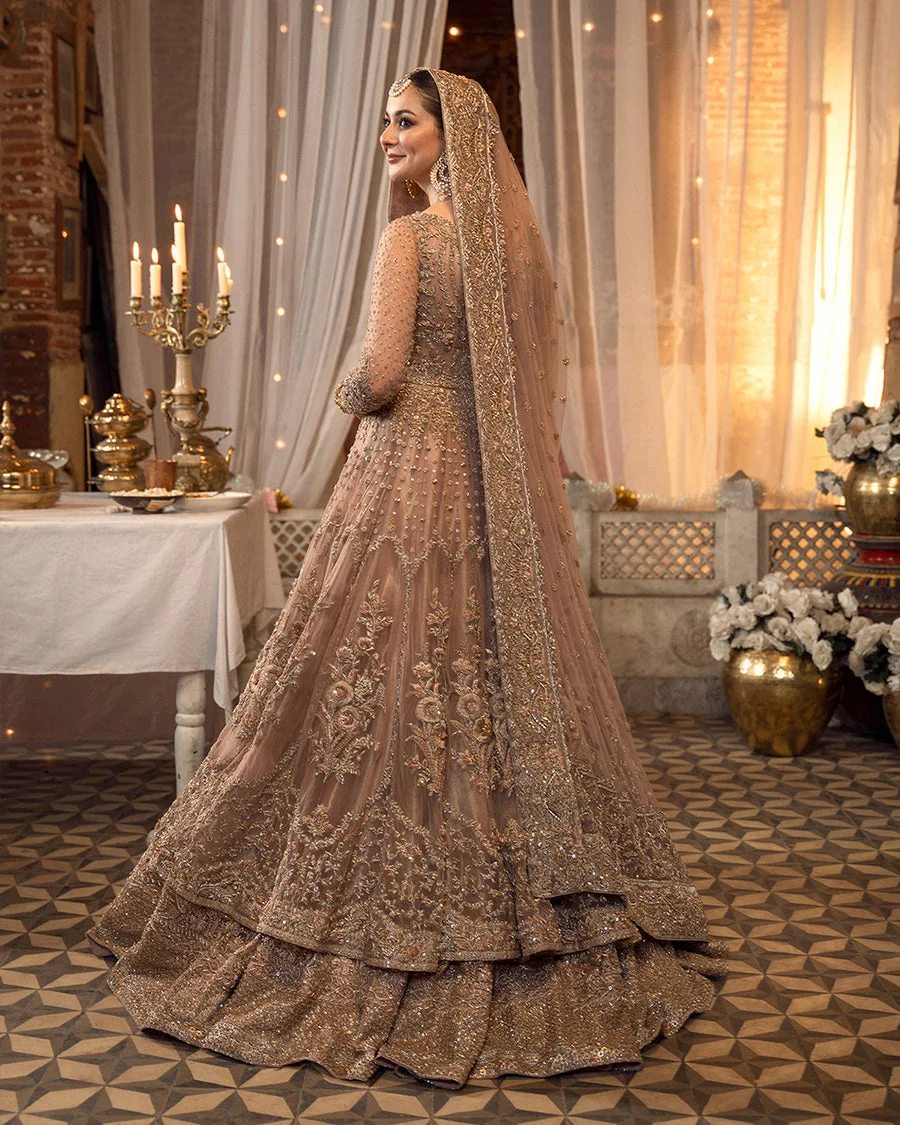 Alternative view of Faiza Saqlain Peach Bridal Collection Organza Maxi Replica