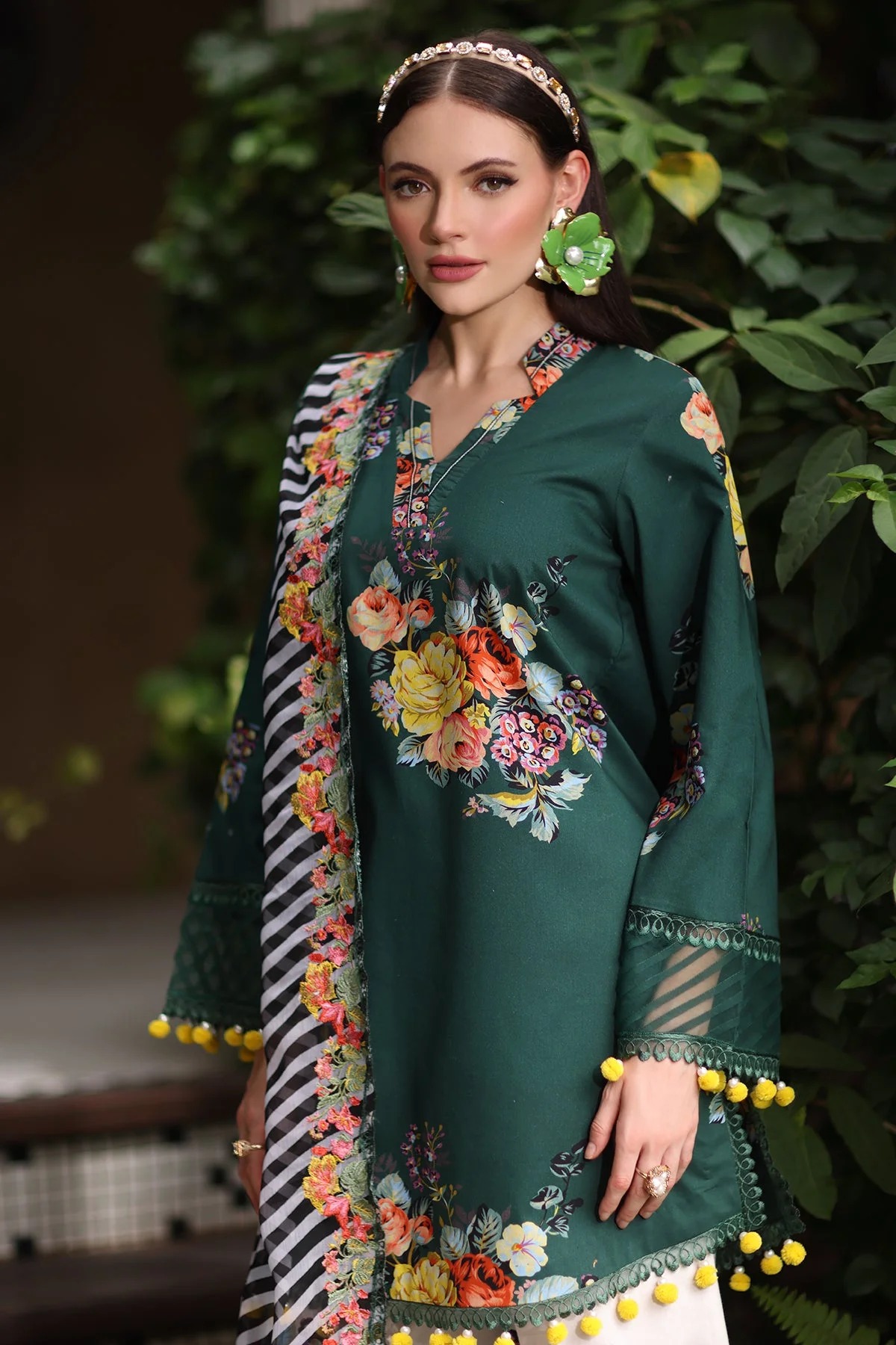 Alternative view of Charizma Green Luxury Printed Lawn Collection Replica