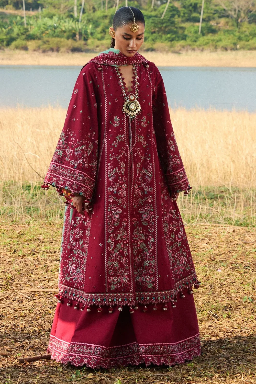 Hussain Rehar Red Luxury Lawn Collection Replica