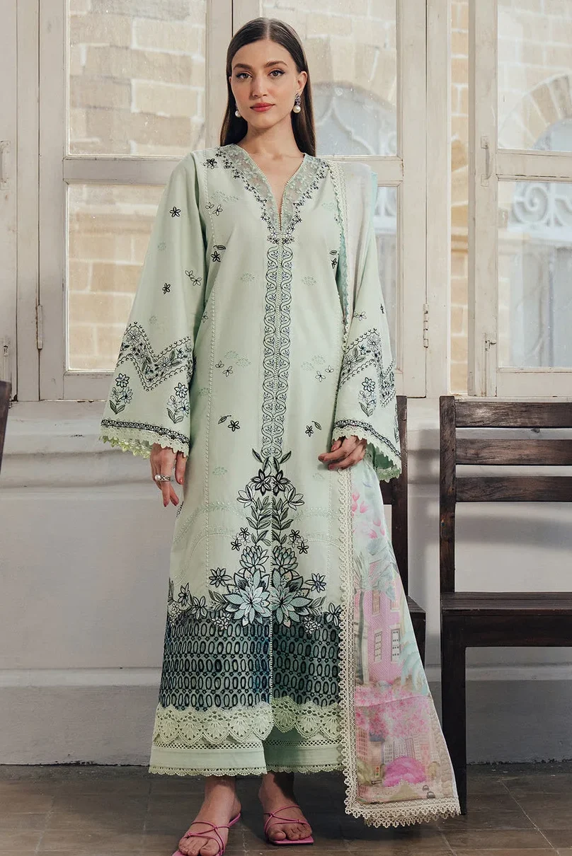 Afrozeh Light Green Luxury Lawn Collection Replica