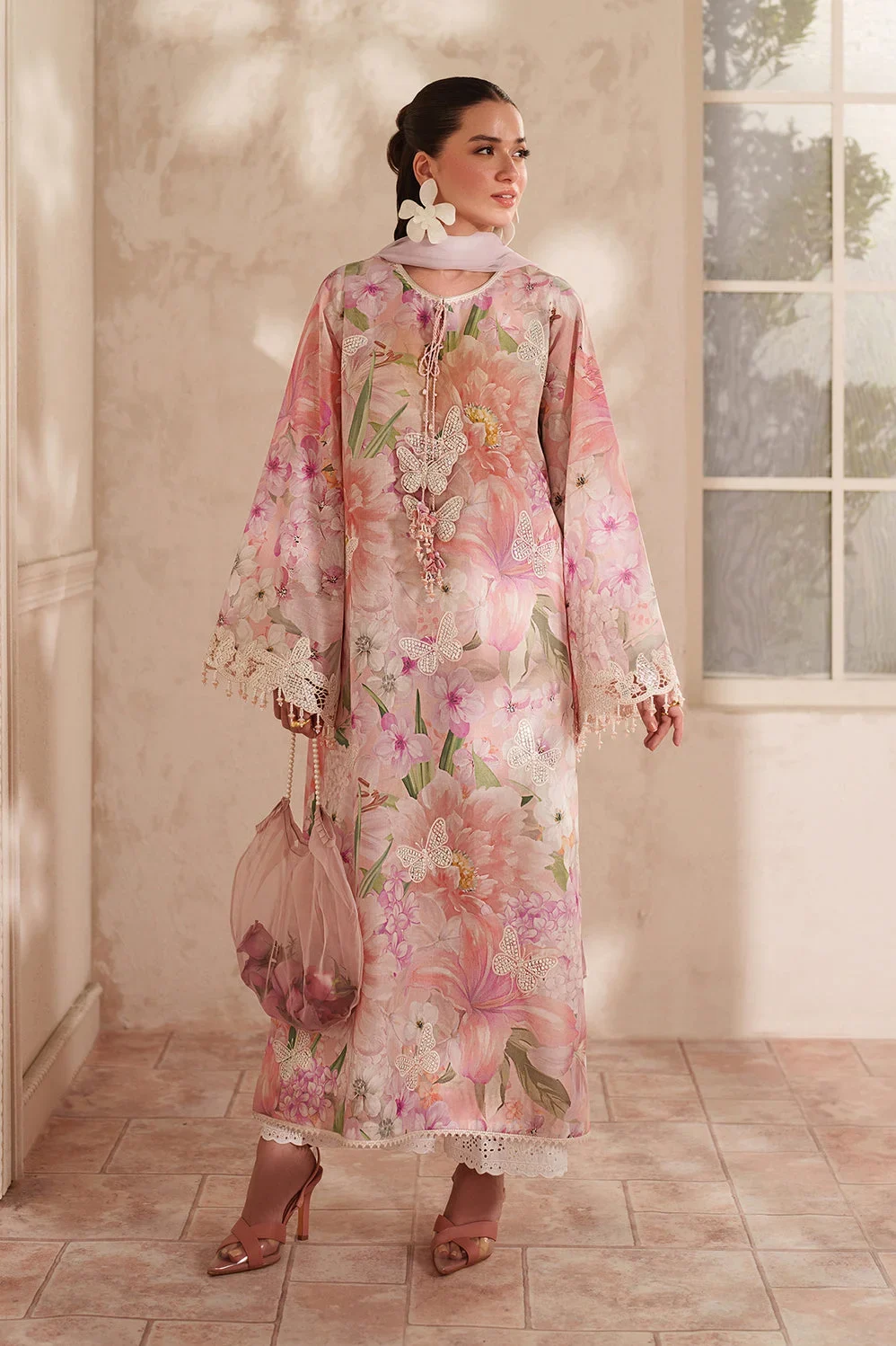 Baroque Pink Luxury Swiss Lawn Collection Replica