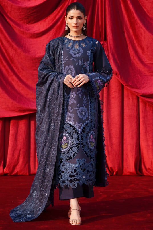 Parishay Navy Blue Luxury Lawn Collection Replica