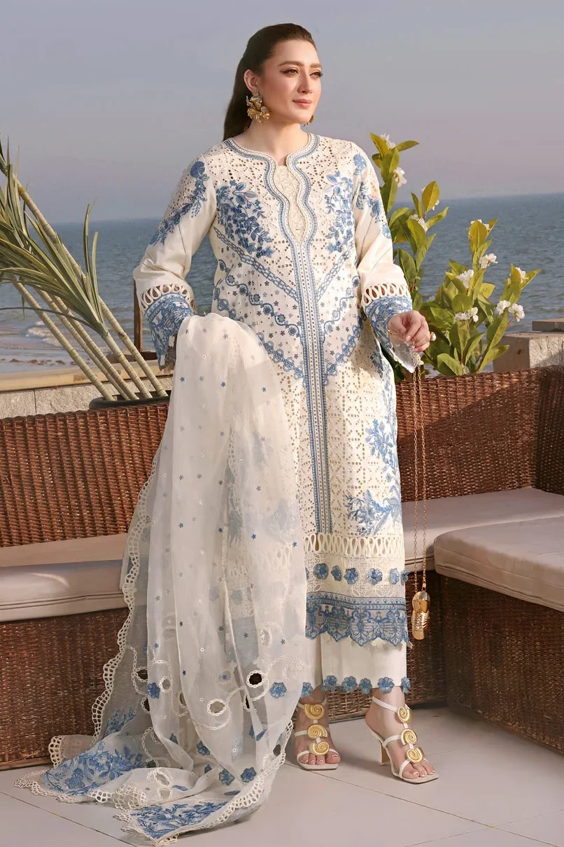 Aneela's White Luxury Lawn Collection Replica