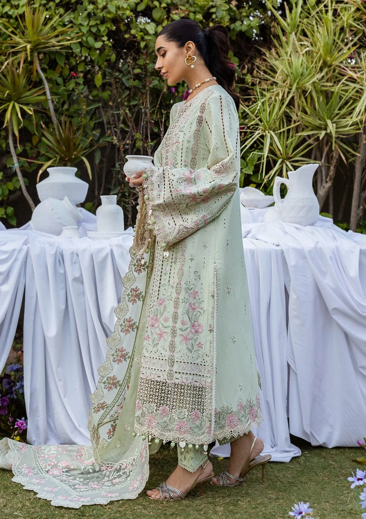 Alternative view of Akbar Aslam Mint Green Luxury Lawn Collection Replica