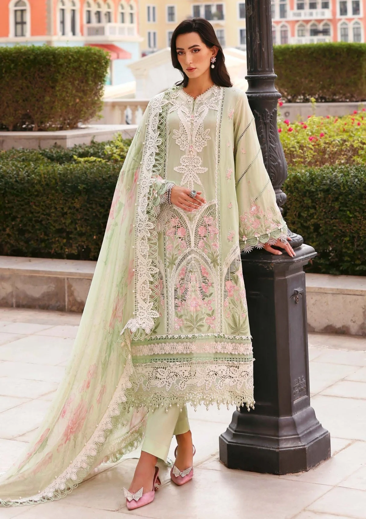 Alternative view of Maria B Pistachio Luxury Lawn Collection Replica