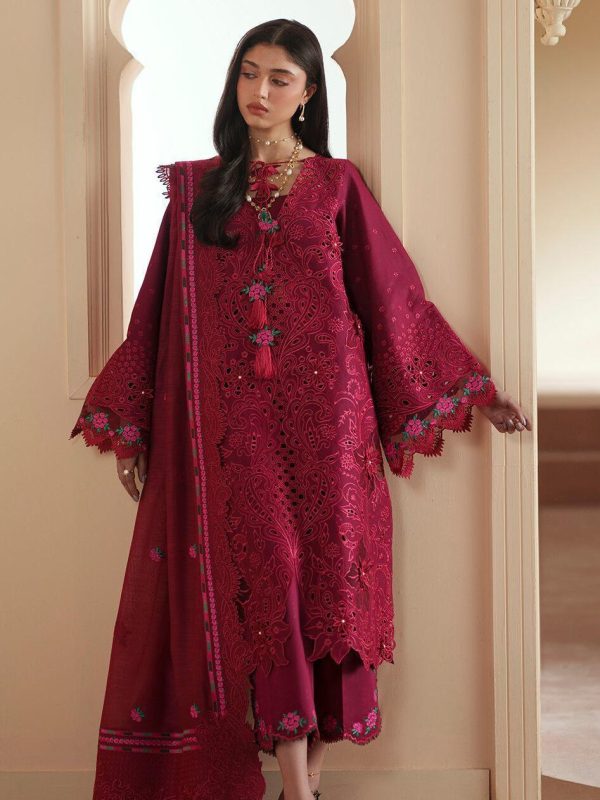 Bin Ilyas Red Luxury Lawn Collection Replica