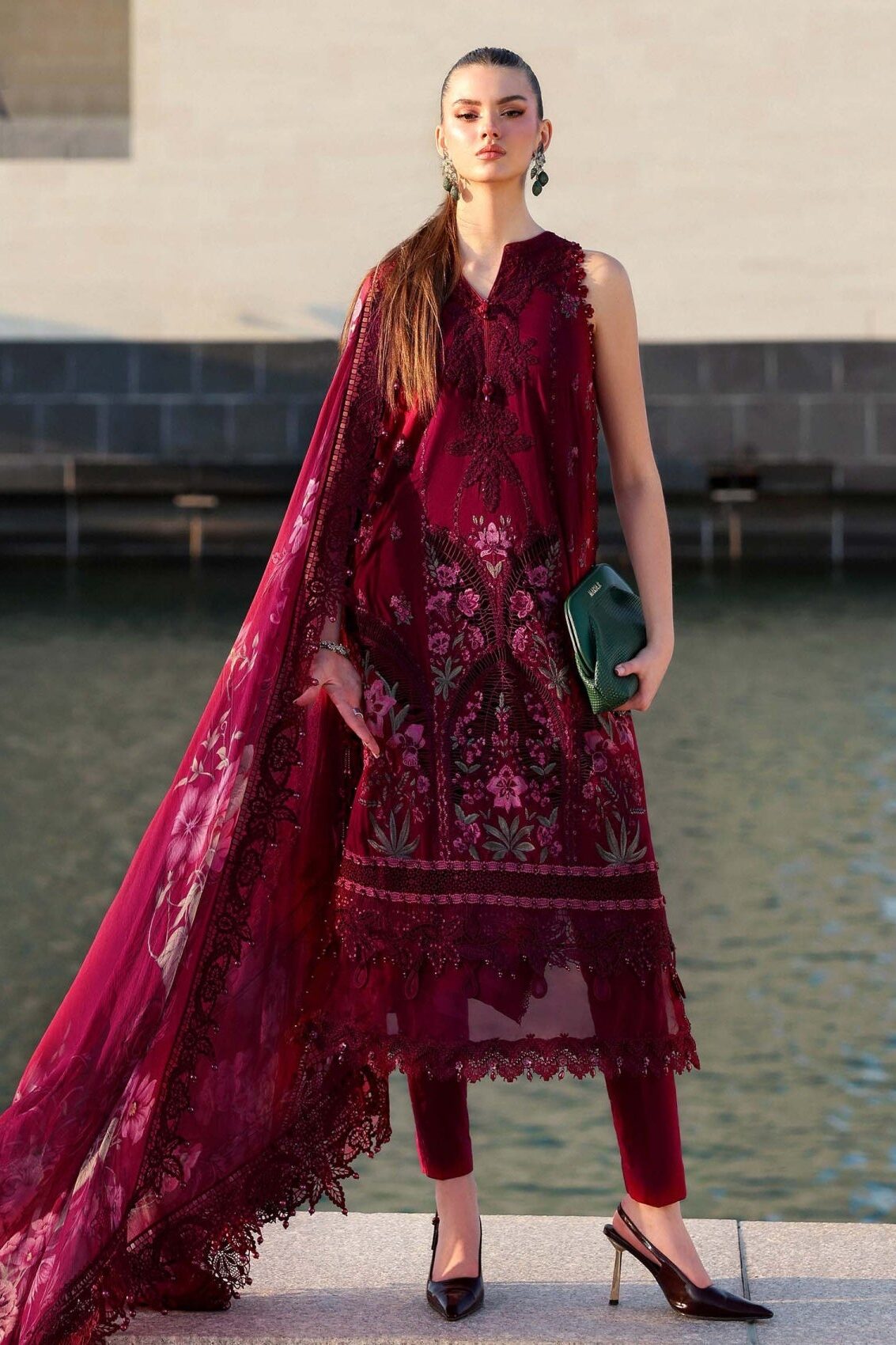 Maria B Maroon Luxury Lawn Collection Replica