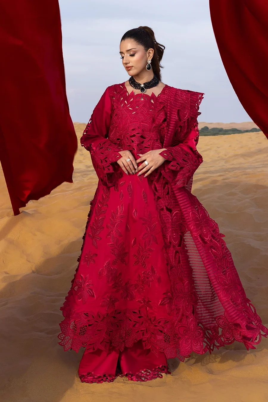 Rang Rasiya Red Luxury Lawn Collection Replica