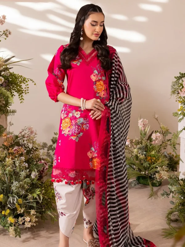 Charizma Shocking Pink  Printed Lawn Collection Replica