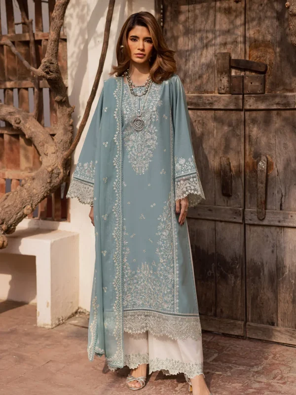 Batik Sky Blue Luxury Lawn Collection Replica