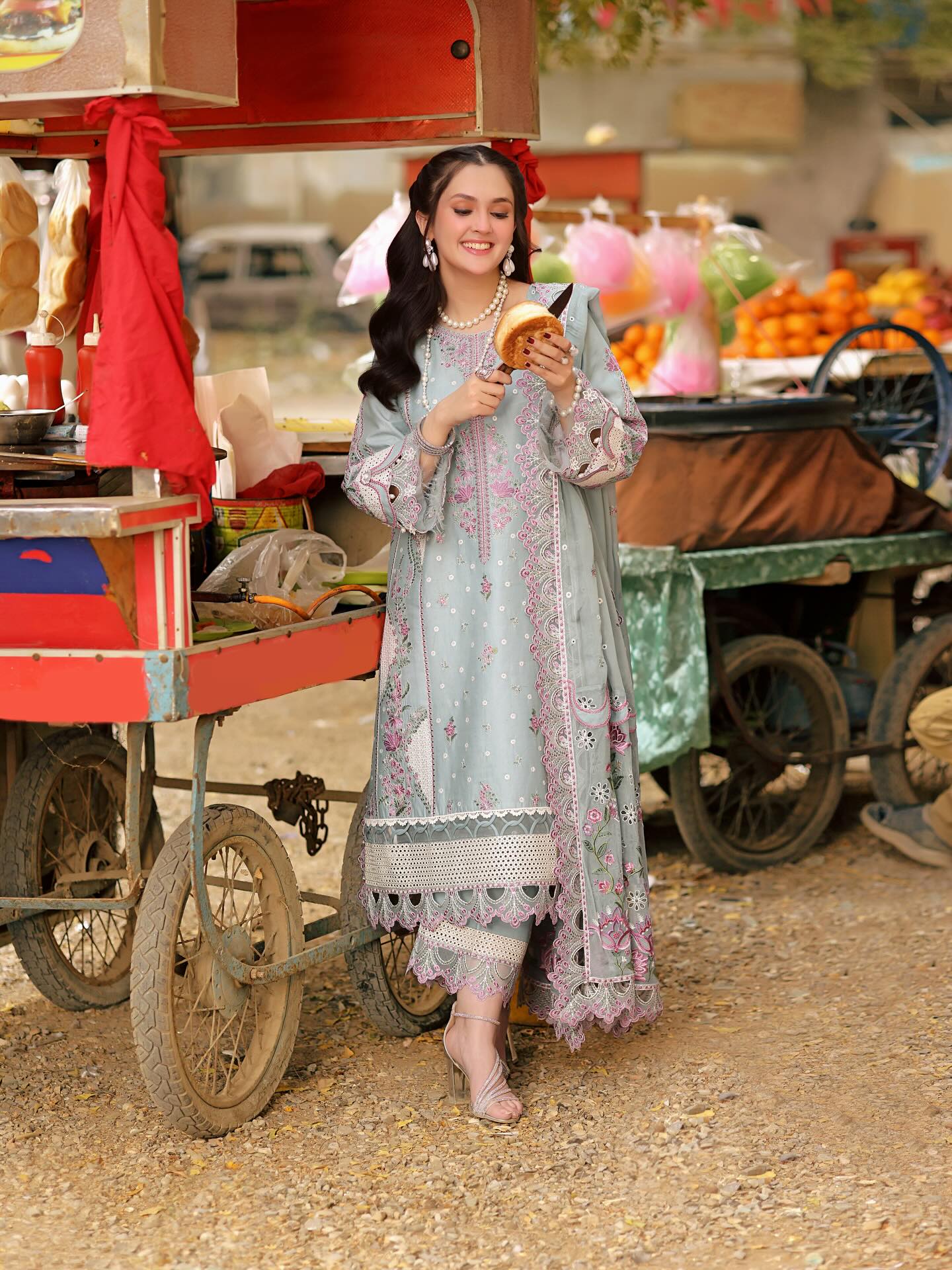 Alternative view of Aneela's Grey Luxury Lawn Collection Replica