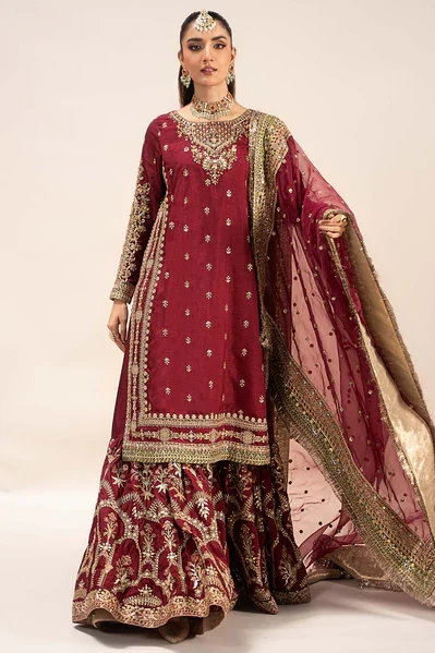 Maria B Red Formal Gharara Collection Chiffon Replica