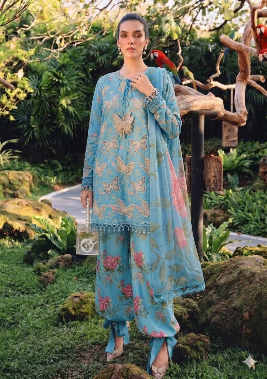 Alternative view of Maria b Sky Blue Luxury Printed Lawn Collection Replica