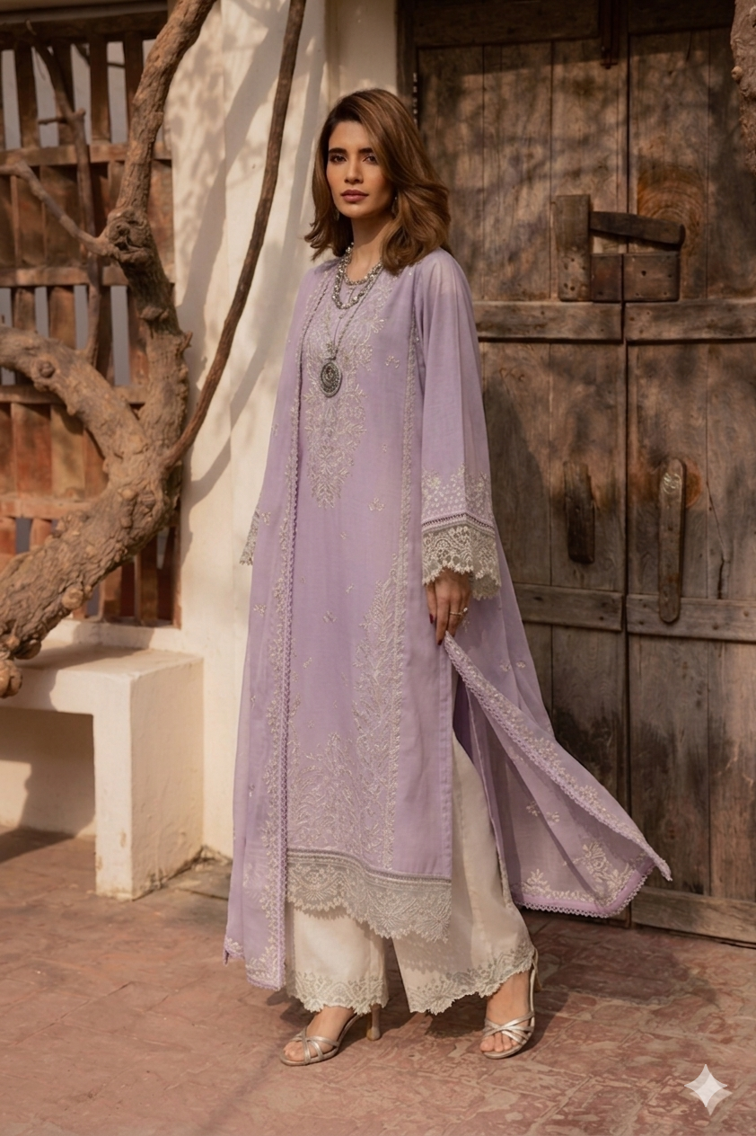 Alternative view of Batik Purple Luxury Lawn Collection Replica