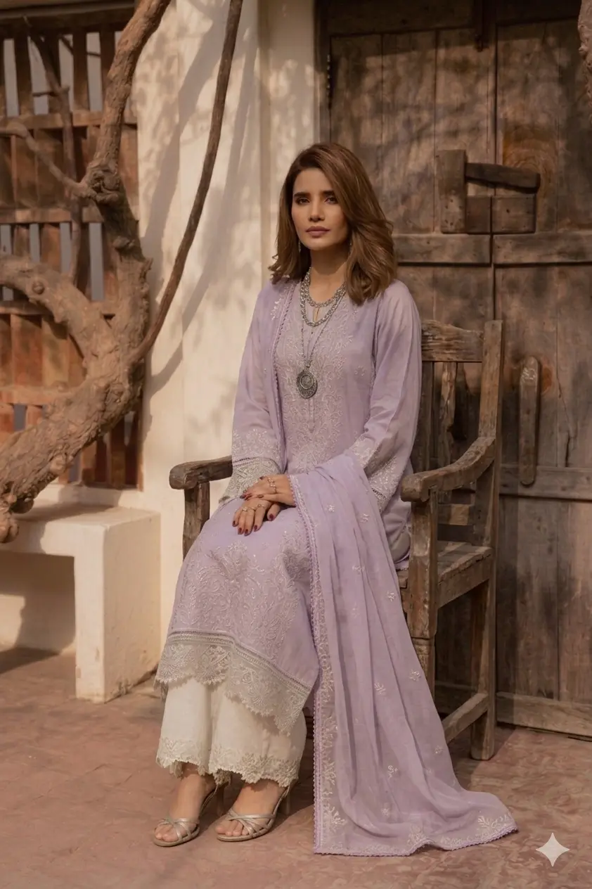Batik Purple Luxury Lawn Collection Replica - Image 3