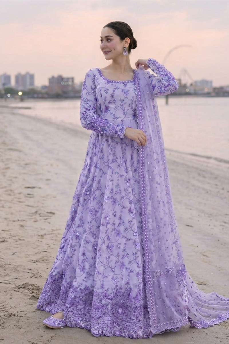 Faiza Saqlain Purple Luxury Lawn Collection Replica