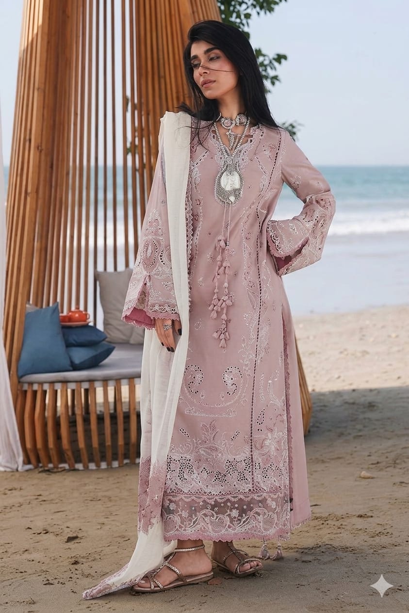 Alternative view of Qalamkar Purple Luxury Lawn Collection Replica