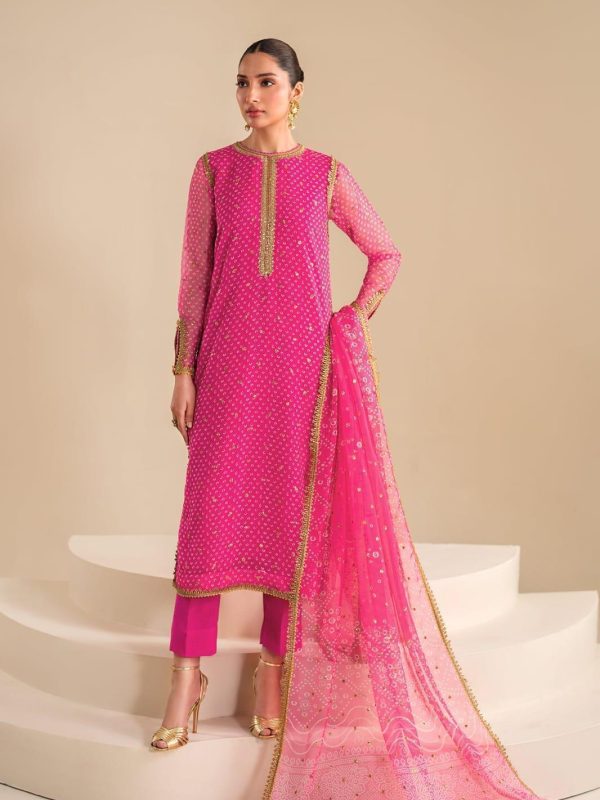 Baroque Shocking Pink Swiss Lawn Collection Replica