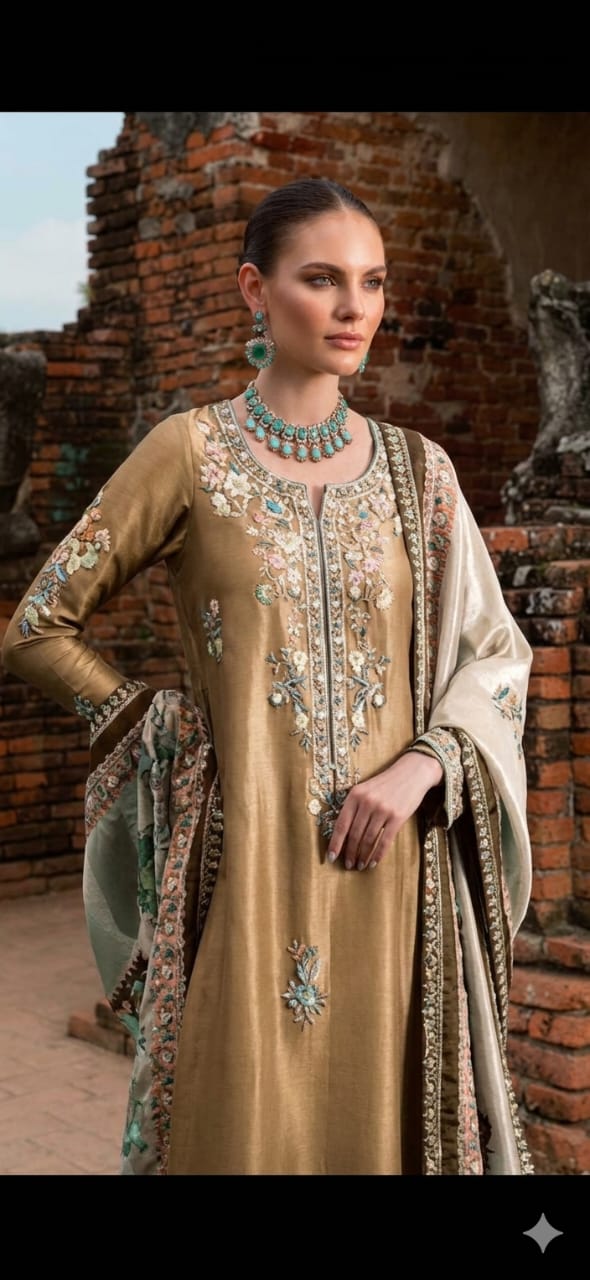 Alternative view of Sara Rohale Asghar (SRA) Brown Net Collection Replica