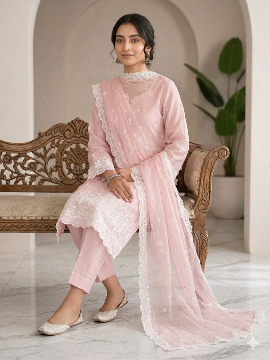 Alternative view of Shrenz Baby Pink Luxury Lawn Collection Replica