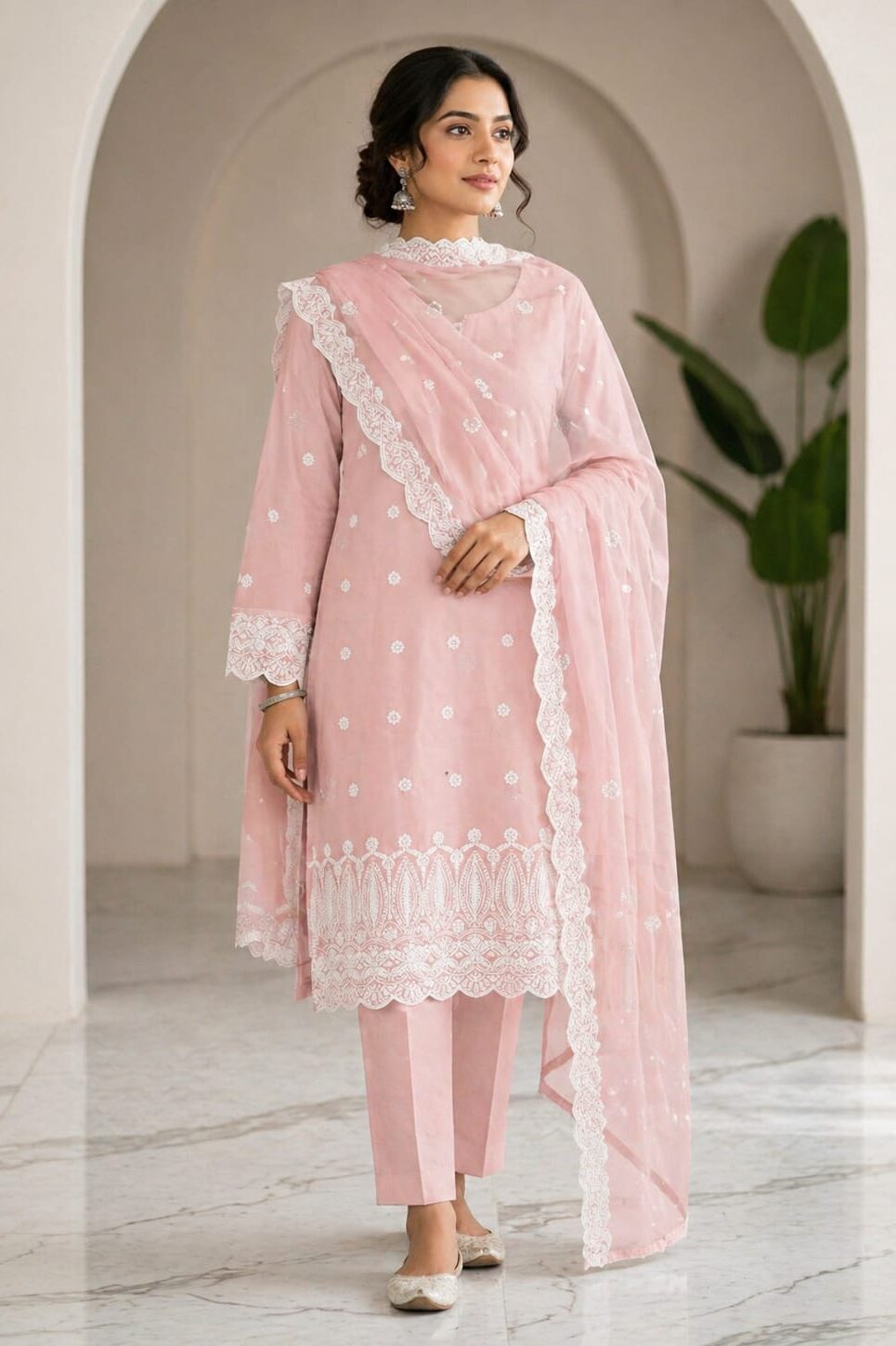 Shrenz Baby Pink Luxury Lawn Collection Replica