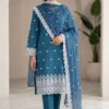 Shrenz Zinc Blue Luxury Lawn Collection Replica
